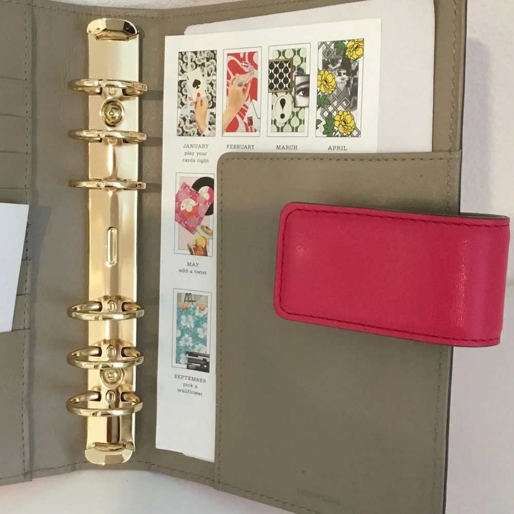 New kate spade Hot Pink Leather Planner with Snap Closure